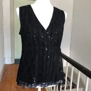 Black Sleeveless Top with Sequins